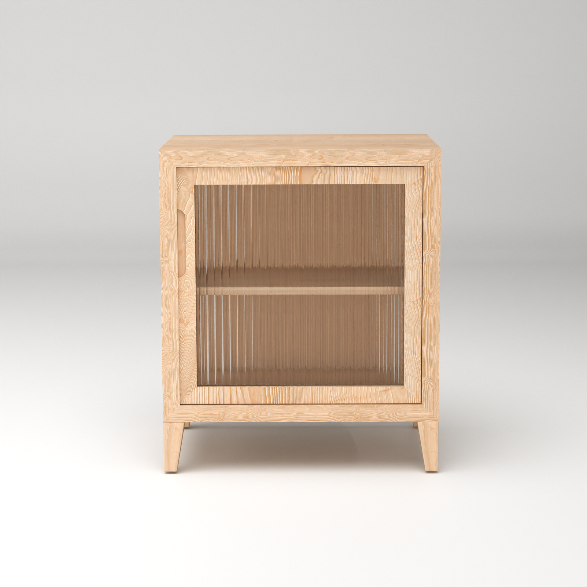 A Good Life Nordic fluted glass bedside table with light wood frame and vertical glass panel