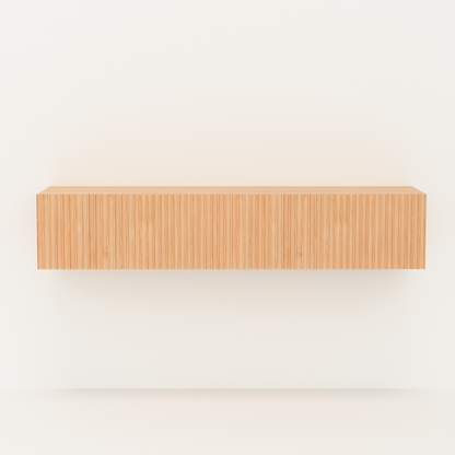 A Good Life Nordic fluted wall shelf made of light wood with vertical grooves and a minimalist design