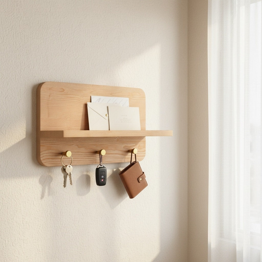 Nordic mini key shelf for entryway wall organization featuring handcrafted Scandinavian design