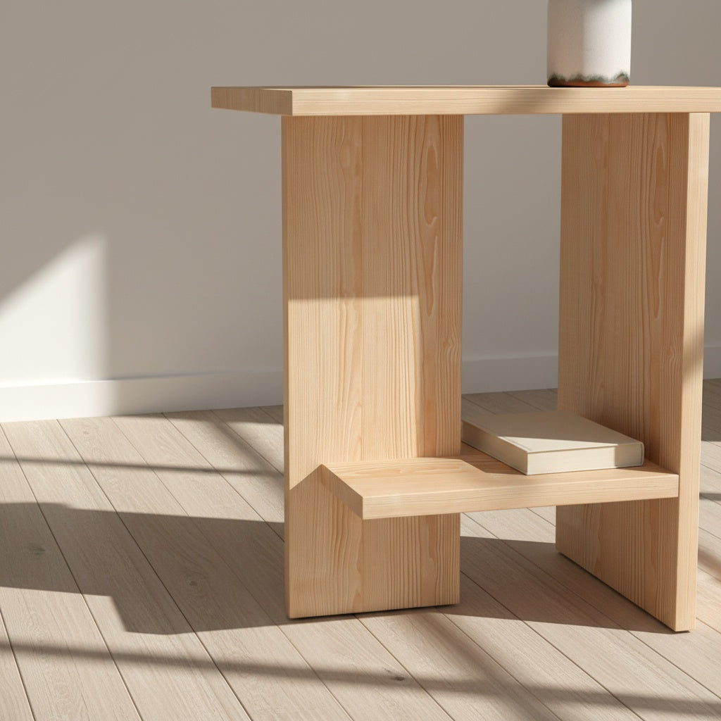 Nordic minimalist Quiet nightstand for serene bedroom spaces with handcrafted details