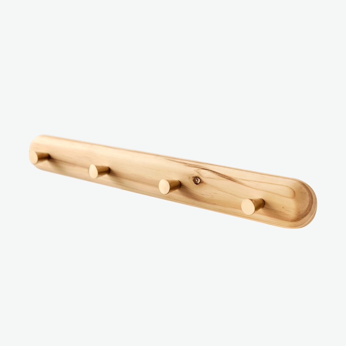 Nordic minimalist wall hanger brass hooks entryway in handcrafted solid pine for modern coat rack storage