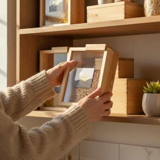 Nordic solid pine kitchen storage box stand with natural wood finish for pantry organization by A Good Life