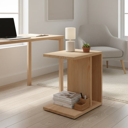 Solid pinewood Still nightstand featuring clean lines and natural grain for Scandinavian bedroom furniture