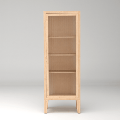 Nordic style art fluted glass storage cabinet in premium pinewood for Scandinavian inspired contemporary furniture
