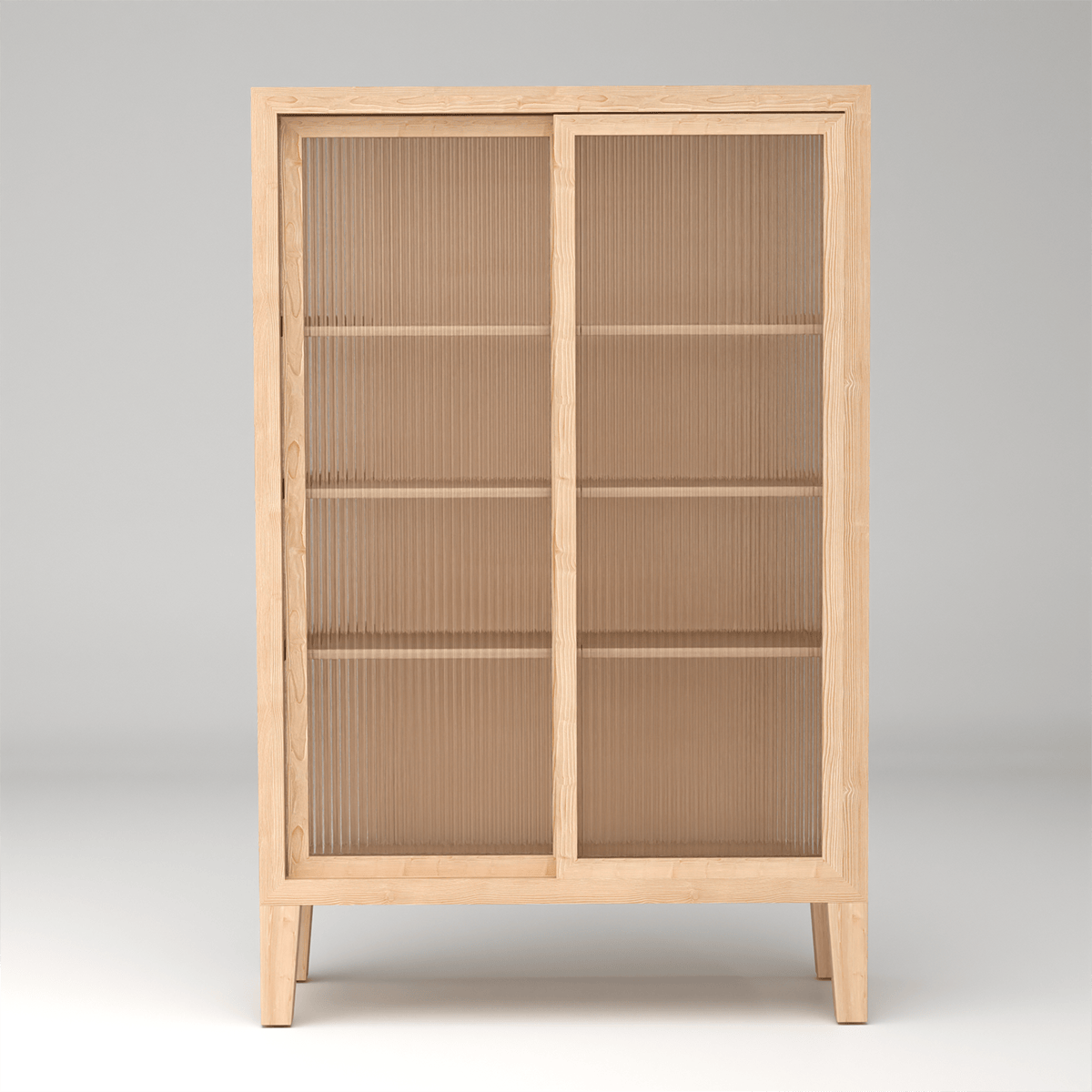 Nordic style fluted glass cabinet - elegant home decor storage solution with sliding glass doors