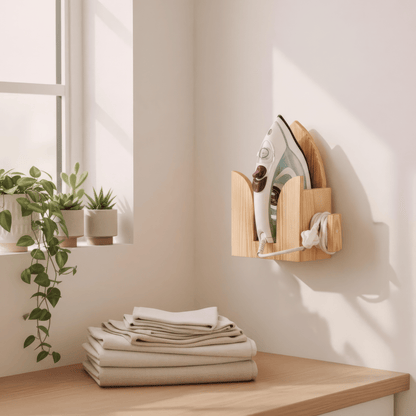 Nordic style wooden iron press organizer - handcrafted pine storage for modern homes