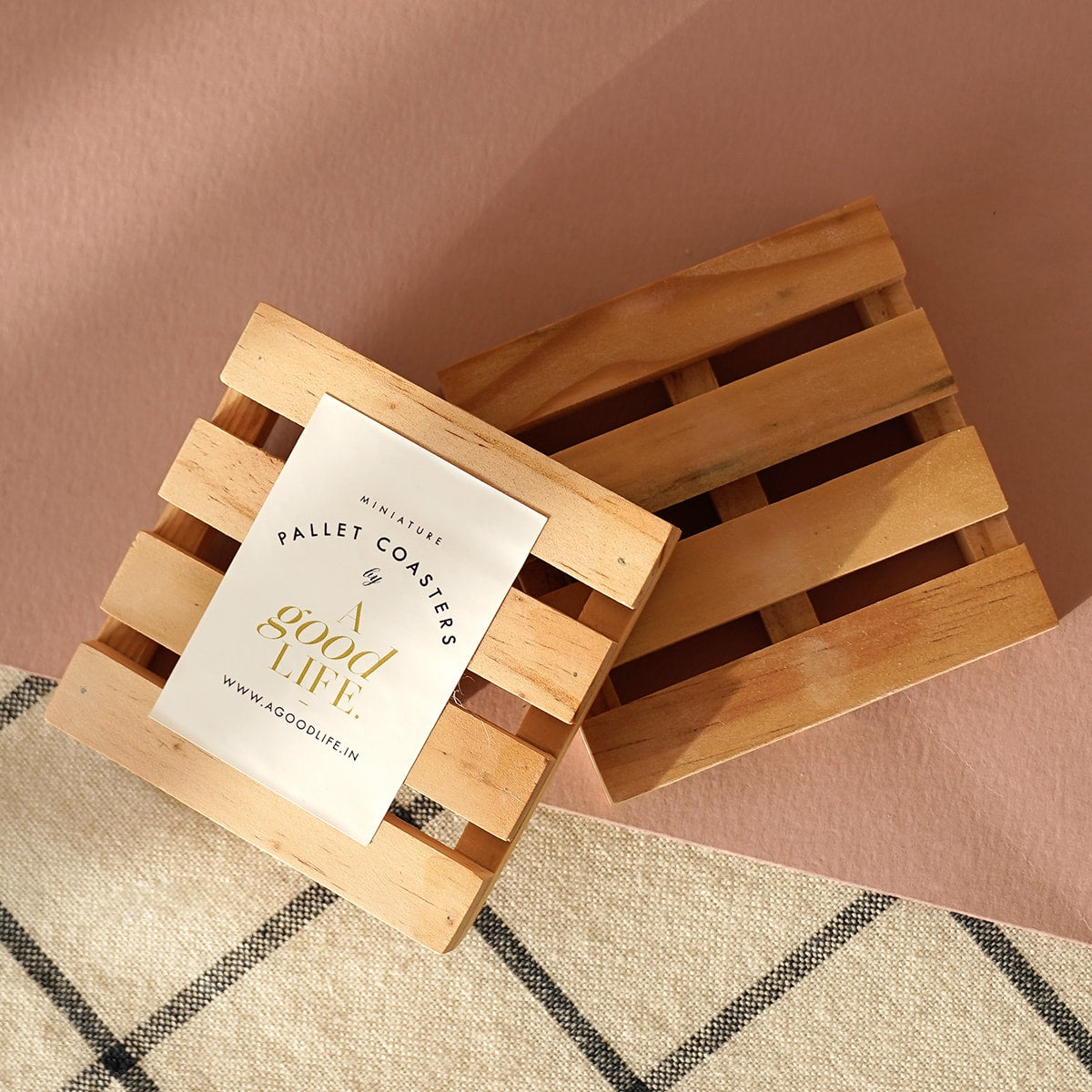 Nordic wooden pallet coasters with unique shipping pallet design set of 4 by A Good Life