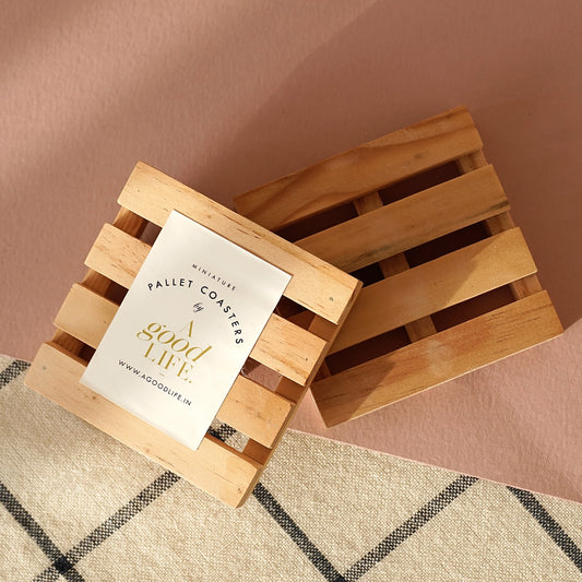 Nordic wooden pallet coasters with unique shipping pallet design set of 4 by A Good Life