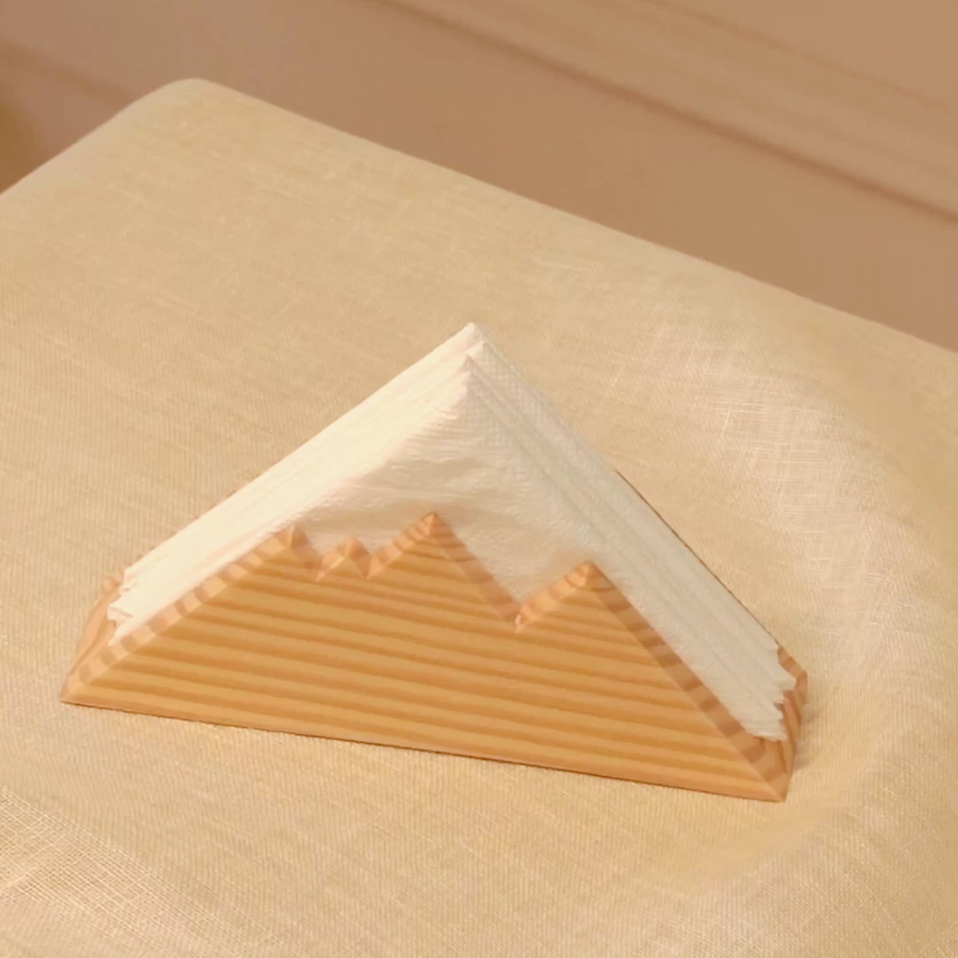 Everest napkin holder video showcasing handmade pine wood construction and minimalist Scandinavian design for kitchen use