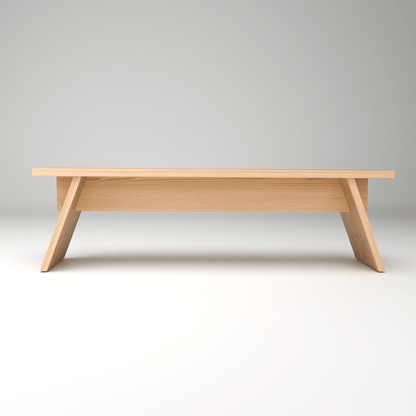 Scandinavian handcrafted Bare Edge bedroom bench seat celebrating authentic wood markings