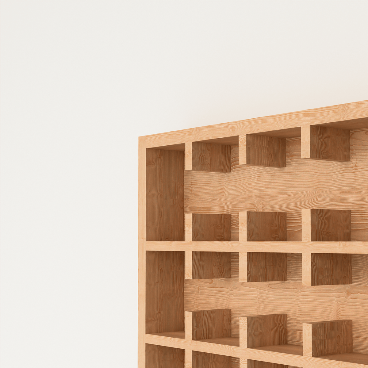 Scandinavian handcrafted mug organizer storage in recycled pine wood with grid design for sustainable kitchen decor