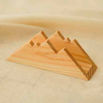 Scandinavian handcrafted napkin holder rack in natural pine wood for modern farmhouse kitchen table decor