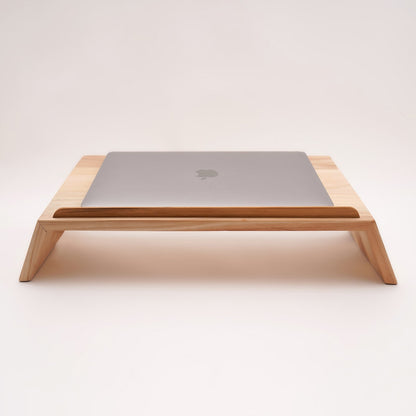 Scandinavian pine laptop stand minimalist home office workspace ergonomic design A Good Life