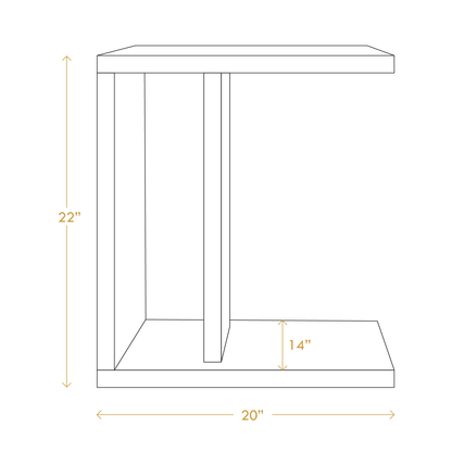 A Good Life solid pinewood still nightstand with dimensions 22 by 20 by 14 inches in a simple line drawing