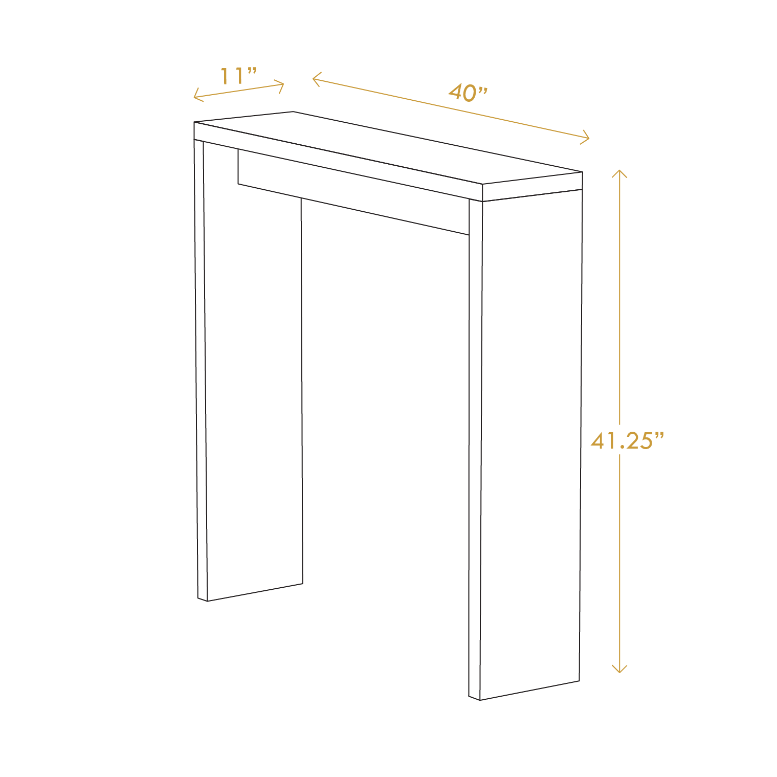 A Good Life solid wood narrow hallway table with dimensions 40 by 11 by 41.25 inches