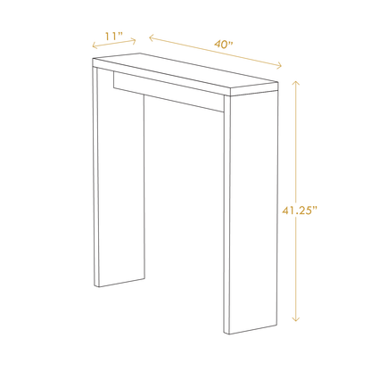 A Good Life solid wood narrow hallway table with dimensions 40 by 11 by 41.25 inches