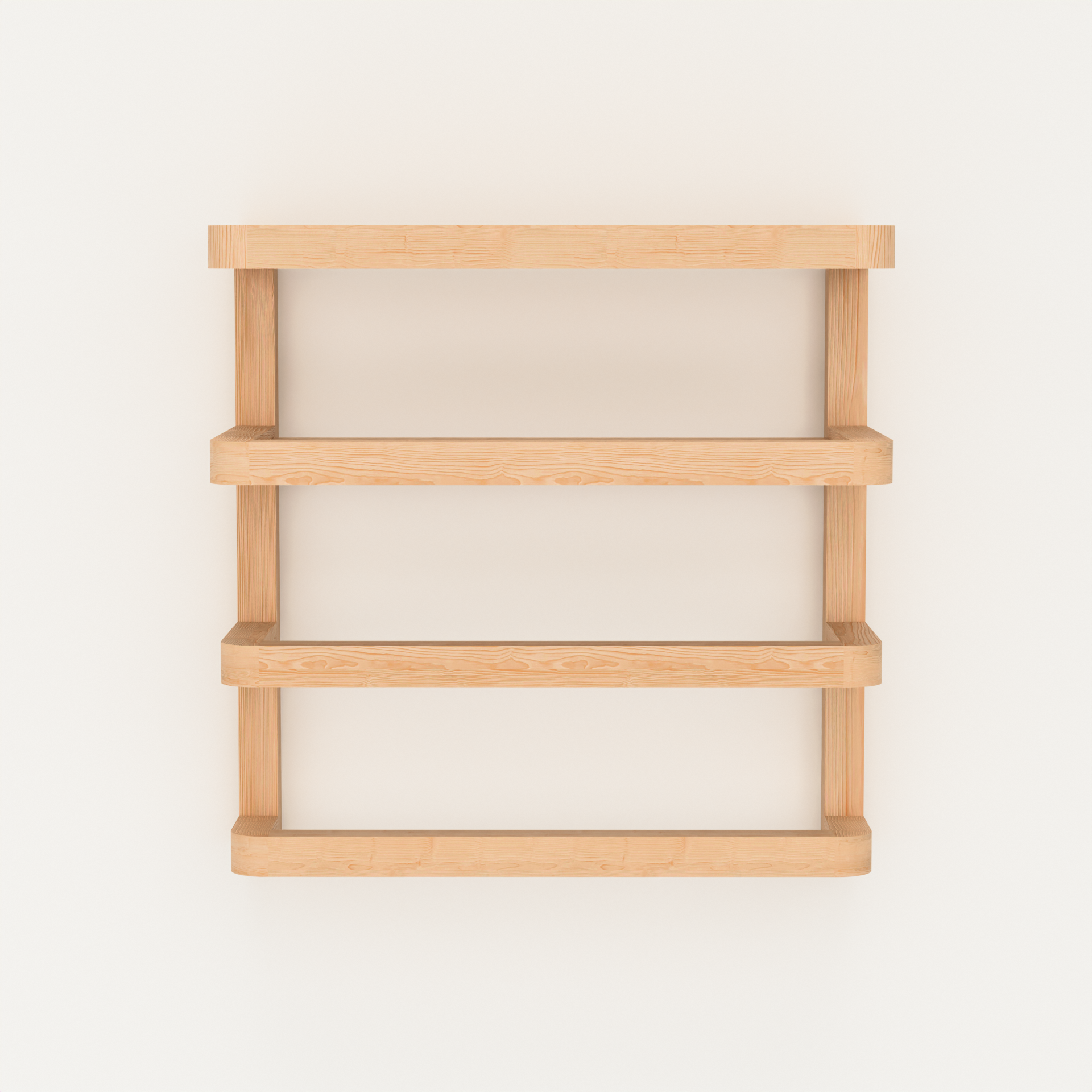 A Good Life solid wood towel rail for bathroom with natural finish and four horizontal bars