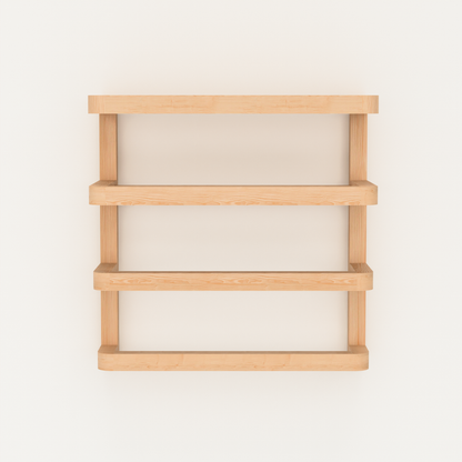 A Good Life solid wood towel rail for bathroom with natural finish and four horizontal bars