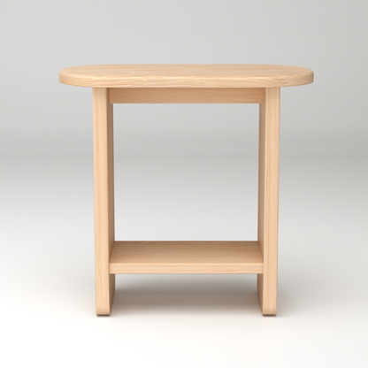 Solid pine wood nightstand - SOMA by A Good Life with natural finish and simple shelf design