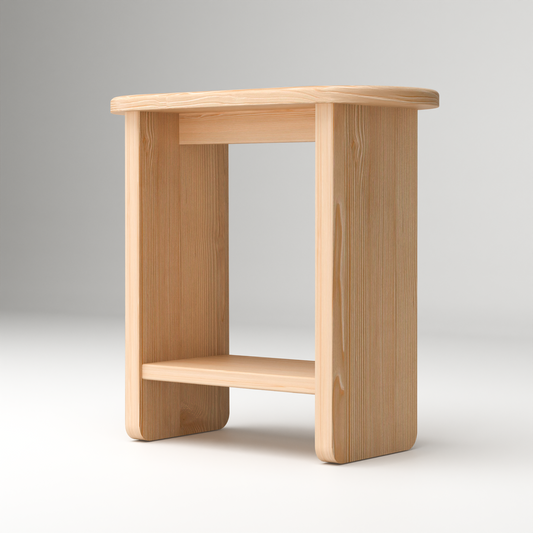 Solid pine wood nightstand - SOMA by A Good Life with natural finish and open shelf design